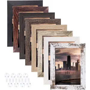 4x6 Picture Frames Set of 8, Rustic Picture Frames Multi -Color,Vertical and Horizontal Formats for Wall Hanging and Tabletop Display, for Rustic  & Office Decor