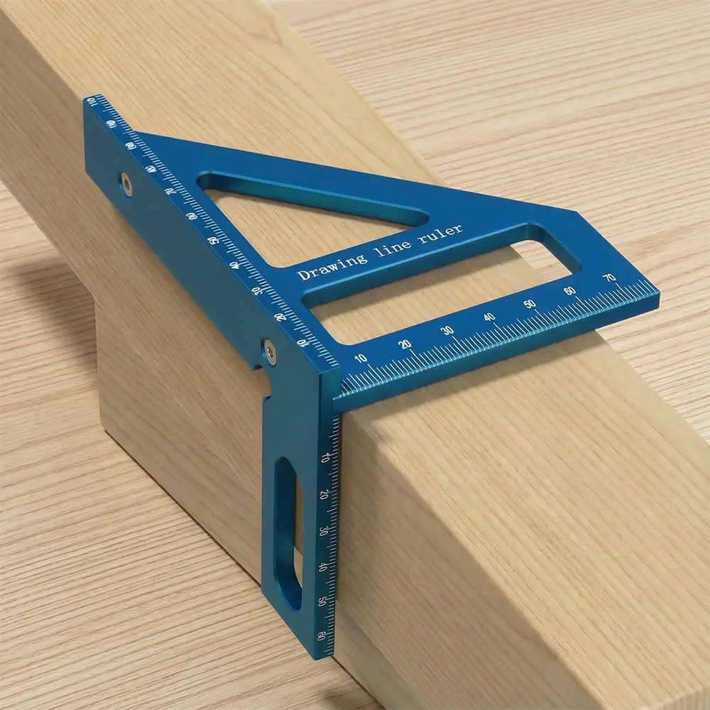 Aluminum Alloy Woodworking Square Protractor Tool, 1 Count 45°/90° Measuring Ruler, Multi-Angle Layout Measuring Ruler, Hand Measuring Tool, Measuring Instrument