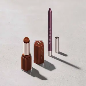 Fenty Beauty Chocolate Bordeaux Lip Duo: Trace’d Out Longwear Waterproof Pencil Lip Liner + Gloss Bomb Stix High-shine Gloss Stick or Gloss Bomb Stix High-Shimmer Gloss Stick