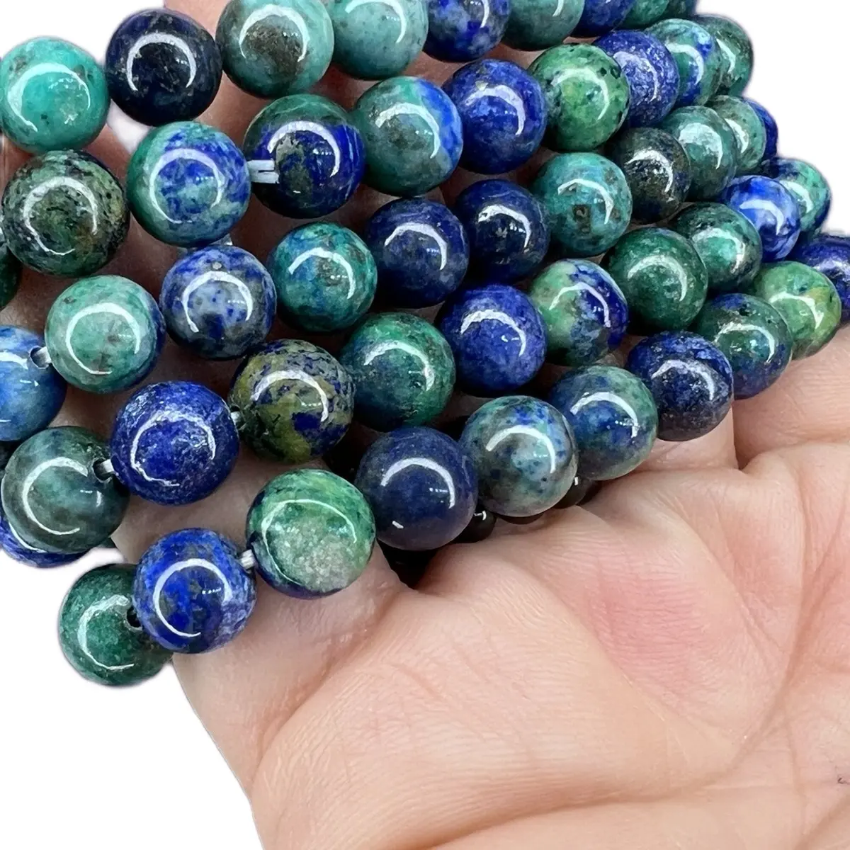 Unisex Azurite Beaded Crystal Bracelet for Healing Bohemian