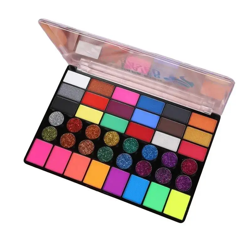 42 Watercolor Base Colors Professional Face & Body Painting Palette with Glitter Accents for Artist Use 100Ml