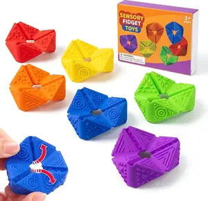 Sensory Fidget Toys for Kids Adults: Textures Sensory Flip Cube, Stress Fidgets Toys for Teen with Anxiety Autism ADHD Focus, Quiet Desk Fidget Toy for Classroom Prize, Office, Calm Down Corner
