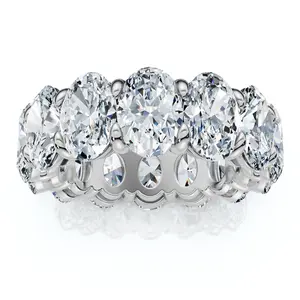 8Ct Oval Diamond Eternity RIng 14k Gold Platinum Band Lab Grown