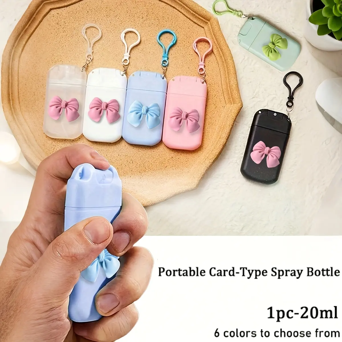 20ml/0.68 Oz Portable Card-Type Spray Bottle With Bow Tie Accessories And A Lanyard, Mini Card-Shaped Fine Mist Bottle, Perfume Is Bottled Separately, Water Essence Is Bottled Separately, And Bottled Separately With Nozzles, For Travel, Outings