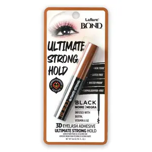 Ultimate Strong Hold Eyelash Adhesive 5 ml/0.176 fl. oz. (Brush Type)  | Long-Lasting Waterproof Strip Lash Glue |  Natural-Looking Formaldehyde & Latex Free with Brush on Applicator