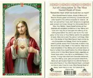 Prayer Card Act Of Consecration To The Most Sacred Heart Of Jesus Laminated HC-E