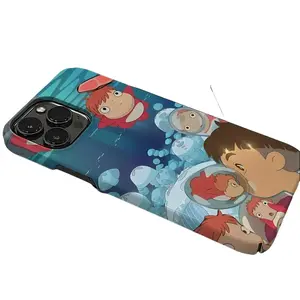 Anime/cartoon style phone case featuring Hayao Miyazaki's "Ponyo on the Cliff by the Sea," compatible with iPhone 17/16/15/14/13/12. High-definition printed, durable, shockproof hard case.