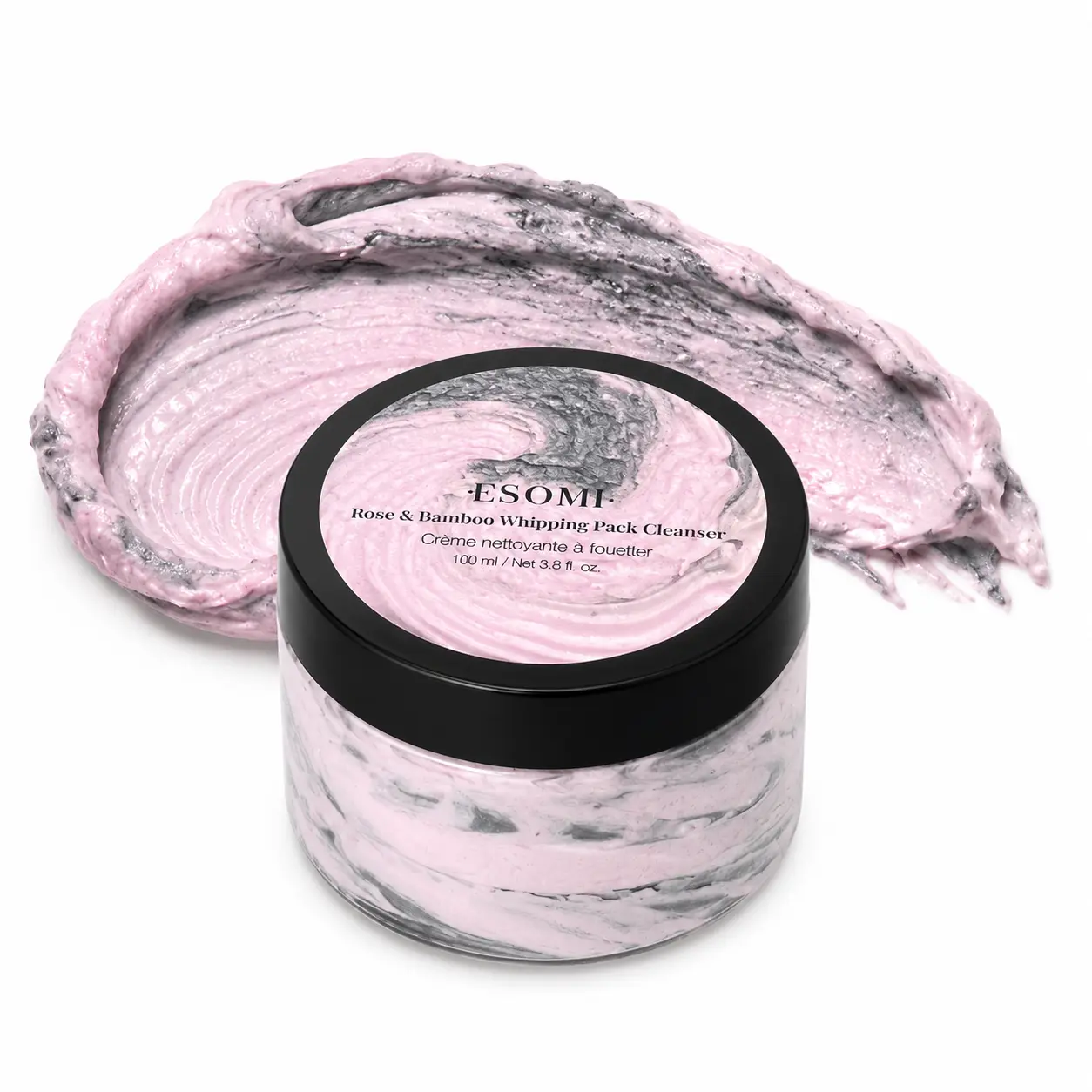 ESOMI Rose and Bamboo Whipping Pack Cleanser-3-in-1 Facial Pack & Makeup Remover & Deep Cleanser, pH-Balanced Formula for Gentle Cleansing, with a rose and charcoal, Korean Beauty - 100ml / 3.38FL.OZ.