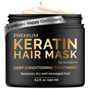 SUNATORIA Premium Keratin Hair Mask - 8.5 fl oz Deep Conditioning Treatment for Dry & Damaged Hair - Hydrating & Repairing Formula with Vitamin E & Omegas 3/9 - Salon-Quality Results