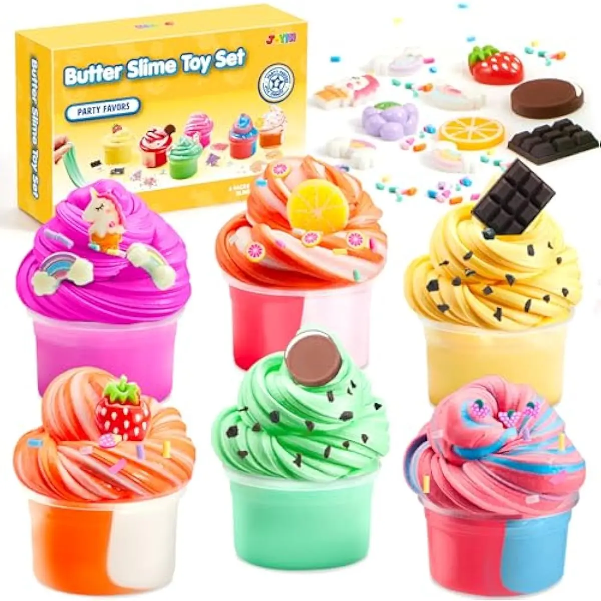 Slime Party Favors, 6 Pack Butter Slime - Soft, Non-Sticky, Mess-Free, Stress Relief, and Safe - Toys for Kids Classroom Reward, Boys and Girls Birthday Gifts