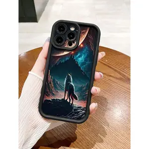 1pc Wolf Planet Shockproof Phone Case Suitable For IPhone17/IPhone17 Air/IPhone17 Pro/IPhone17 Pro Max/16 Pro Max/15 Pro Max/14 Pro Max/13 Pro Max/12 Pro Max