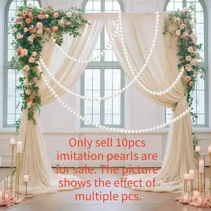 10Pcs Plastic imitation pearls Beaded Hanging Decor – White Round Ball Pendants for Wedding Backdrop, Engagement, Anniversary & Party DIY Decoration Supplies