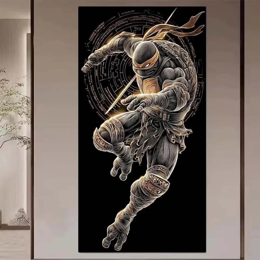 1 DIY diamond painting kit, 5D diamond art set, DIY decoration, Diy Craft Supplies, Ninja Turtles action Anime Design diamond painting kit with full round diamonds, mosaic, diamond art, DIY art home decor, Wall Art Painting, suitable for Christmas.