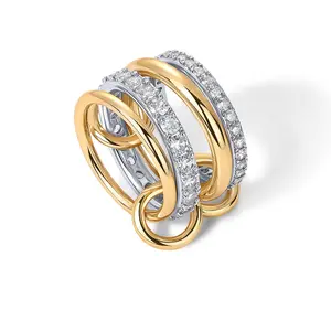 Gold Stackable Rings for Women Non Tarnish, Cubic Zirconiaa Rings, Silver Gold Multi Ring Mixed Metals Stack Rings Set SpringStatements