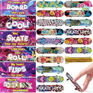 30 Packs Valentine's Day Mini Finger Skateboards with Cards, Classroom Exchange Gift for Kids, Kids Toys Party Favor, Classroom and Holiday Reward Prizes
