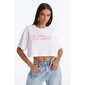 I'm Literally Just A Bride Baby Tee - White