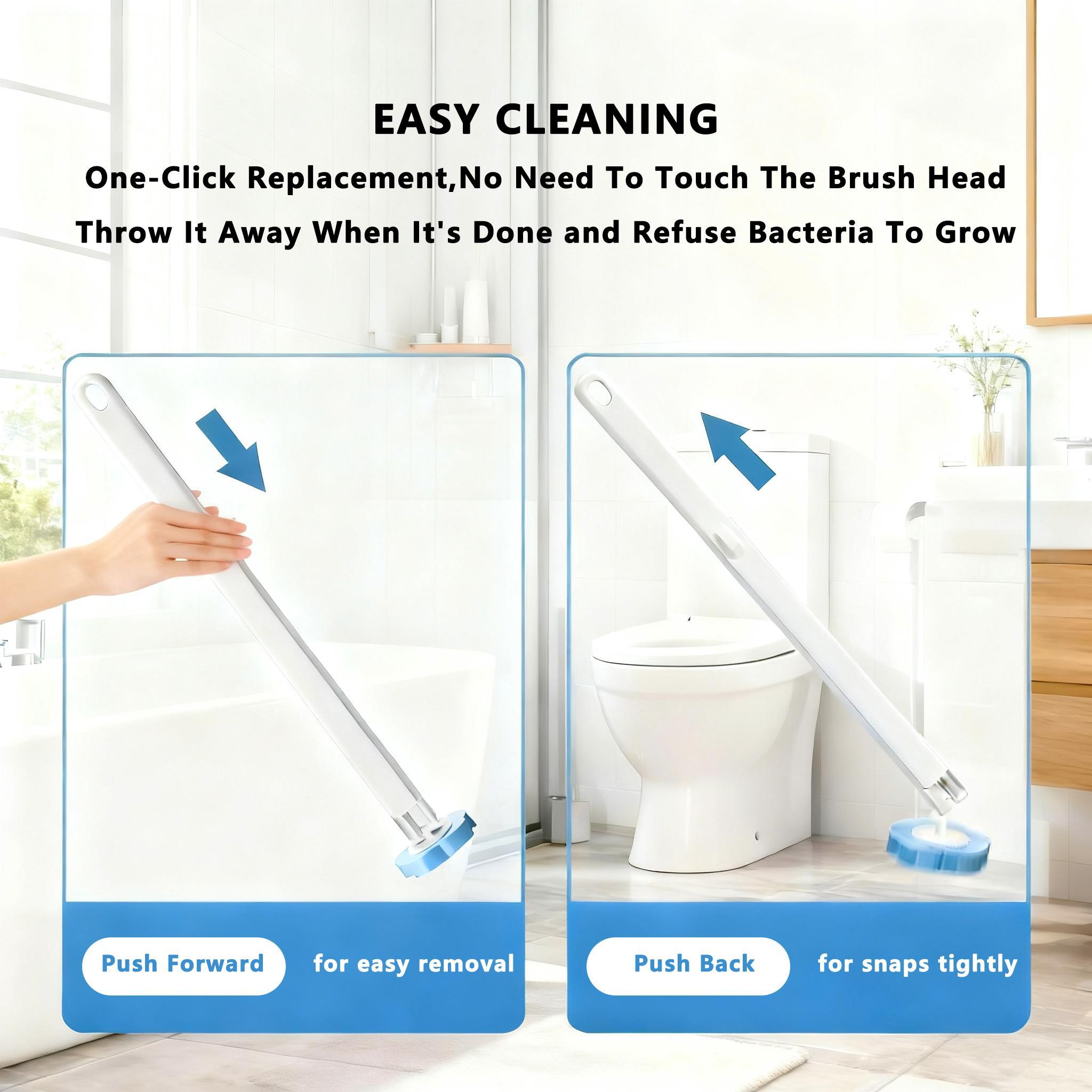 Snofrid Disposable Toilet Brush, Toilet Bowl Wand Holder Set with 24PCS Cleaner Refills, Bathroom Cleaning System for Sink Bathtub Drain Wash Basin UrinalWall-Mount Scrubbing Toilet Brush Bathroom Cleaning Kit