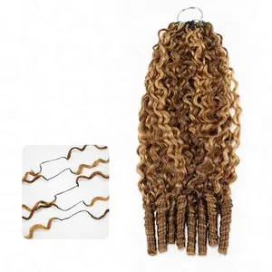 QVR  #P4/27 Burmese Curly Feather Crochet Hair Highlight Seamless  Machine Made Human Hair Miracle Knots Boho Braids summervibes