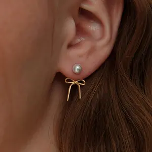 TASISO Gold Pearl Earrings for Women 14k Gold Plated Dainty Drop Pearl Earring Hypoallergenic Earrings Stud Cute Sparkly Hoop Earring Gold Jewelry for Womens funky jewelry