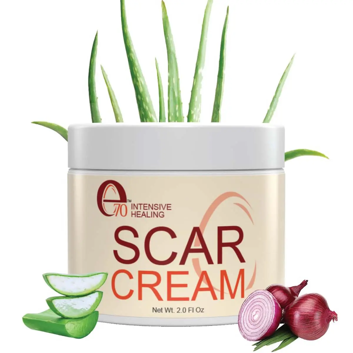 e 70 Intensive Healing Scar Repair Cream for Old & New Scars – Helps Reduce Appearance of Surgical Scars, C-Section, Keloids, Burns, Stretch Marks & Acne Spots – Vitamin-Rich Formula for All Skin Types, 2 fl oz