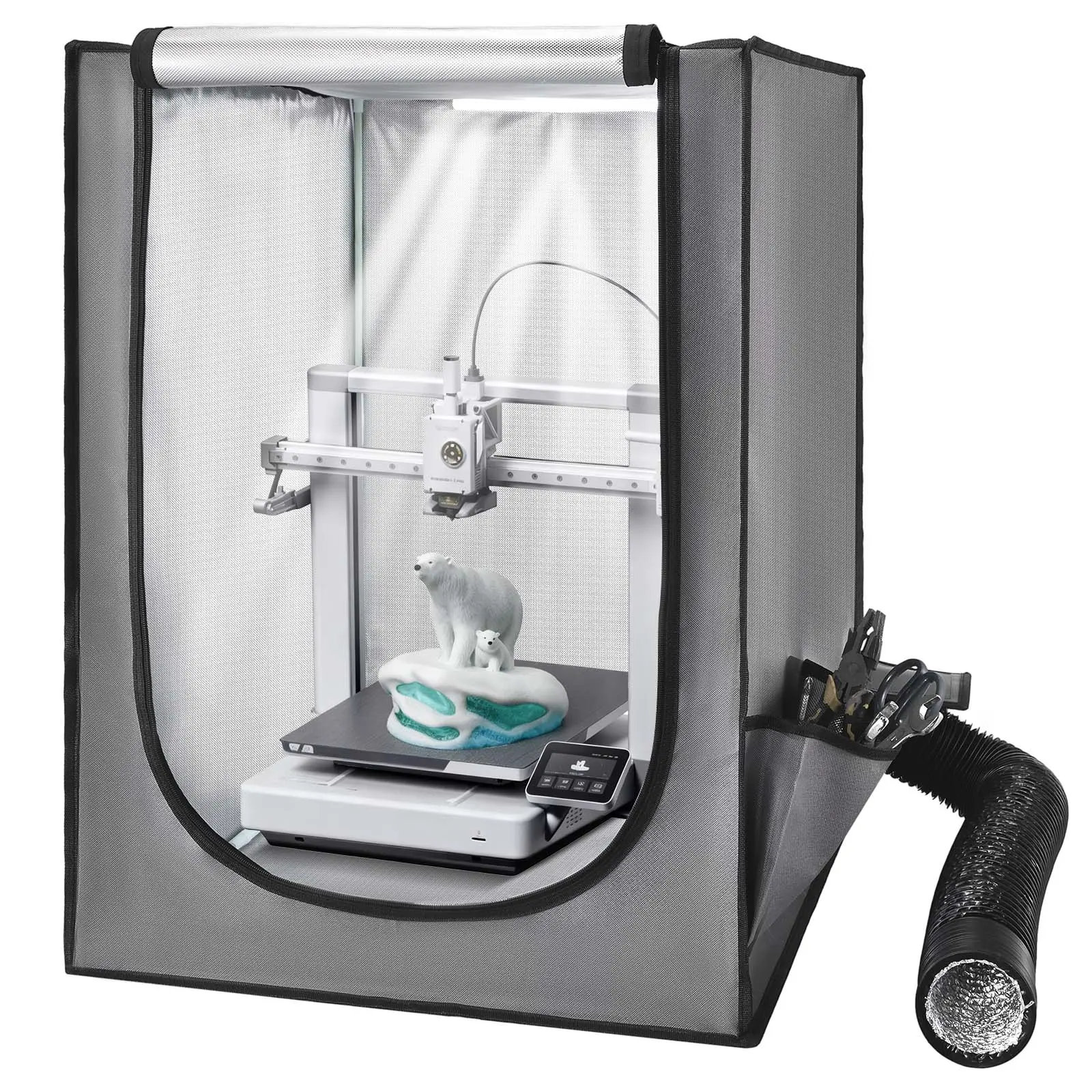 VEVOR 3D Printer Enclosure, 27.5x29.5x35.4 in Dust-Proof Flame-Retardant Oxford Cloth Case with Built-In LED Light, Constant Temperature Control, Noise Reduction & Transparent Window, Wide Compatibility with Creality/ELEGOO/Anycubic Models