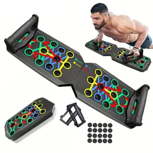 Foldable Push-Up Board Exercise Equipment for Men - 28-Hole System, Detachable Pole, Home Workout Machine Ideal for Muscle Training & Versatile Exercises