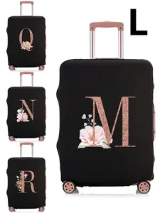Floral Letter Pattern Luggage Cover, Dustproof Foldable Travel Bag Protector, Bag Accessories for Women & Men, Travel Essentials