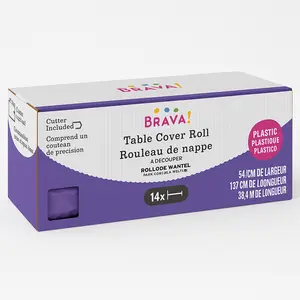 Purple Plastic Table Cover Roll with Slide Cutter, 54 in x 126 ft