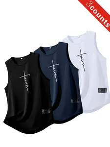 Men's Sports Tank Tops 3-Pack, Quick-Dry Breathable Sleeveless Clothes, Athletic Apparel, Lightweight Polyester Fabric, Gym Running Basketball Wear