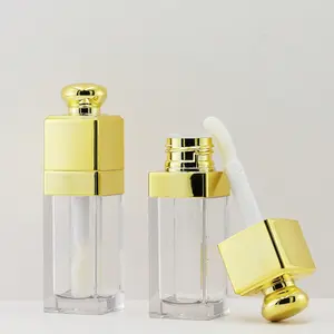 Empty Lip Gloss Tubes with Brush Head, 8ML Transparent Lip Color Containers, Gold/ Lipstick Tubes, Women Girls Makeup, Travel Storage