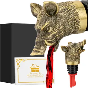 Unique Pig Head Wine Pourer Set, Ideal Gift for Wine Enthusiasts, Includes Cocktail and Whiskey Stoppers, Perfect for Parties and Gatherings