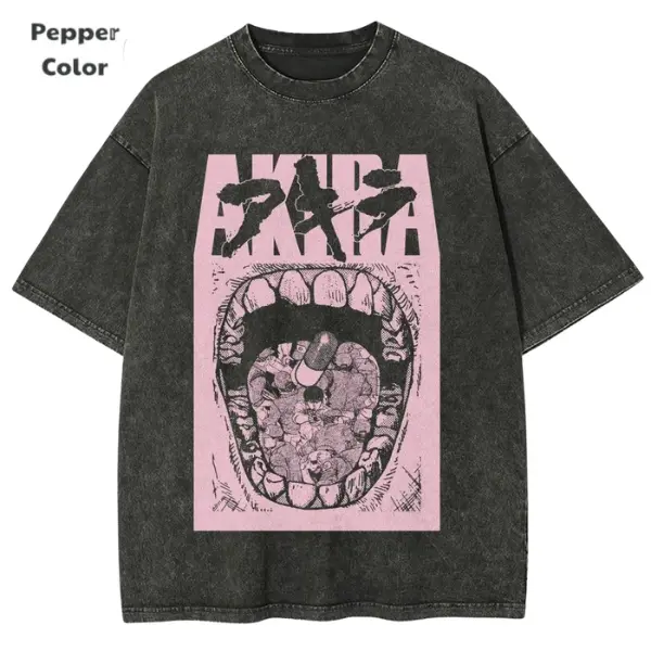 Akira Manga T-Shirt 80s Cyberpunk Anime, Vintage Retro Shirt - Unisex Menswear & Womenswear - Streetwear Tops - Casual Cotton Crewneck Shortsleeve Tshirt