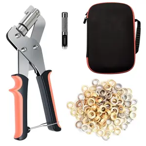 300 count Grommet Tool Kit,Grommet Eyelet Pliers Kit,3/8 Inch Eyelet Press Pliers Tool with 10mm Grommets Complete Eyelet&Handheld Grommet Tool for Tarp,Fabric & Leather Repair and Installation