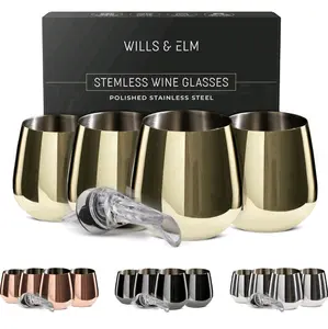Stemless Stainless Steel Wine Glasses Set of 4 with Aerator - Unbreakable Metal, Outdoor Wine Glasses, Portable - 18oz Chic & Stylish drinkware  Love is Blind Lightweight