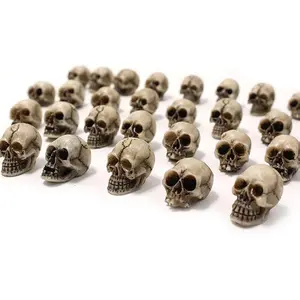 Mini Skull Figurine Miniature Skeleton Head Table Decor,Halloween Micro Landscape Figure,Halloween Prank Props,Haunted Dollhouse Accessories,20PCS