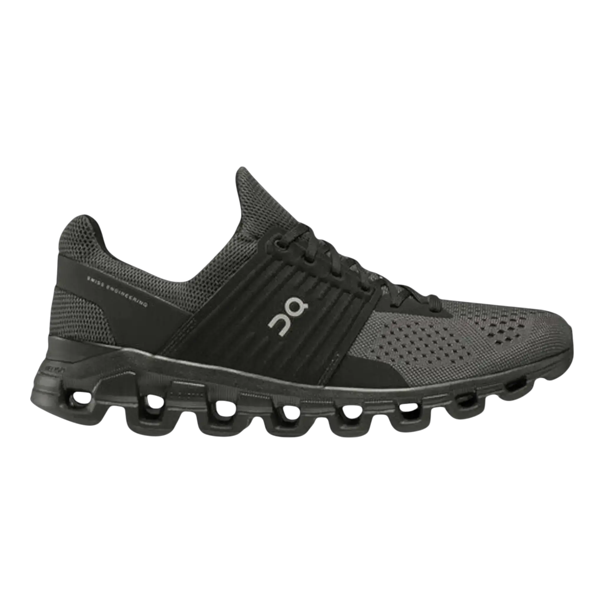On Cloudswift Men Running Sneakers All Black with CloudTec Cushioning & Helion Foam for Urban Speed