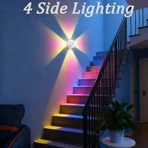 USB Rechargeable Motion Sensor LED Night Light, Magnetic Installation, 4-Sided Lighting, RGB Options, Wall Decor, Bedroom Environment Lighting, Led Ambient Light