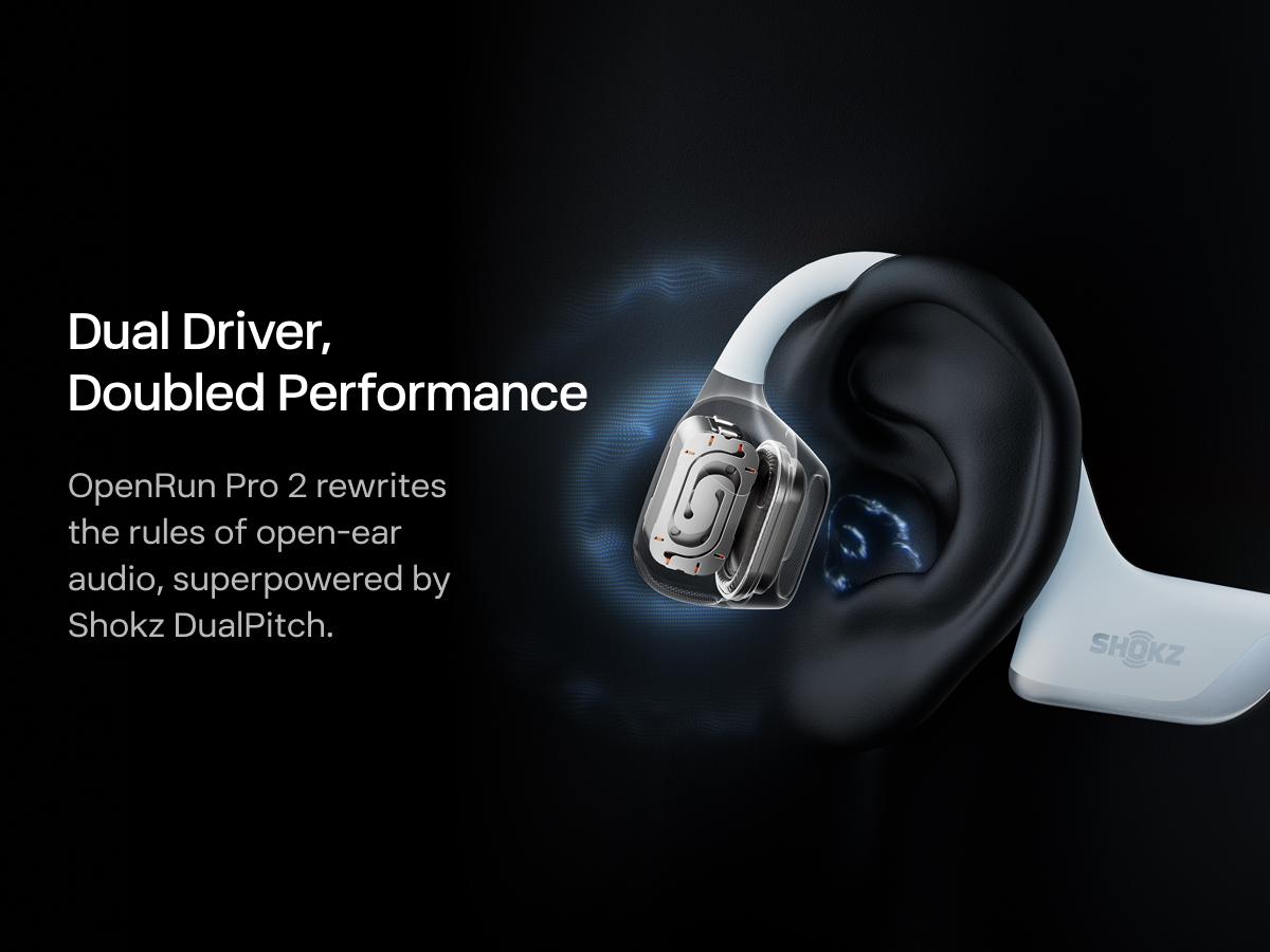 SHOKZ OpenRun Pro 2 - Open-Ear, Bone Conduction Sport Headphones - Sweat Resistant, Workout Headphones with Deep Bass and Smart Mic SHOKZ OpenRun Pro 2 - Open-Ear, Bone Conduction Sport Headphones - Sweat Resistant, Workout Headphones with Deep Bass and Smart Mic