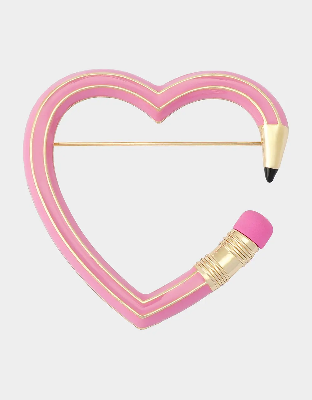 HEART PENCIL BROOCH PINK HEART PENCIL BROOCH PINK