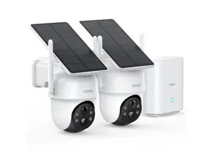 Aosu SolarCam D1 Classic 2K Outdoor PTZ Wi-Fi Turret Night Vision 2-Camera Kit with Spotlight - 166 Wide-Angle Lens - AI Detection - 2-Way Audio - and 32GB Local Storage  C9C-2H