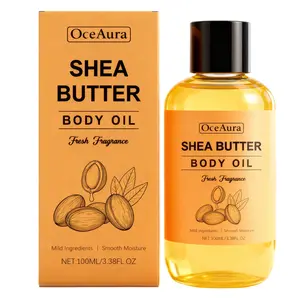 Shea Butter Body Oil 100ML, Shea Butter + Sweet Almond Extract, Quick Absorbing Moisturizer, Deep Hydration, Non-Greasy, Full-Body Use, Moisturizing