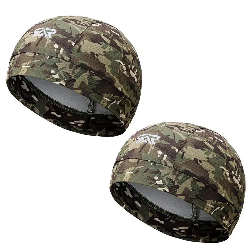 Soft Helmet Liner Beanie, Stretchy Helmet Hat, 2 Counts/set Breathable Cooling Mesh Cycling Motorcycling Hat, Outdoor UV Protection Breathable Elastic Cap, Helmet Liner Caps for Men & Women