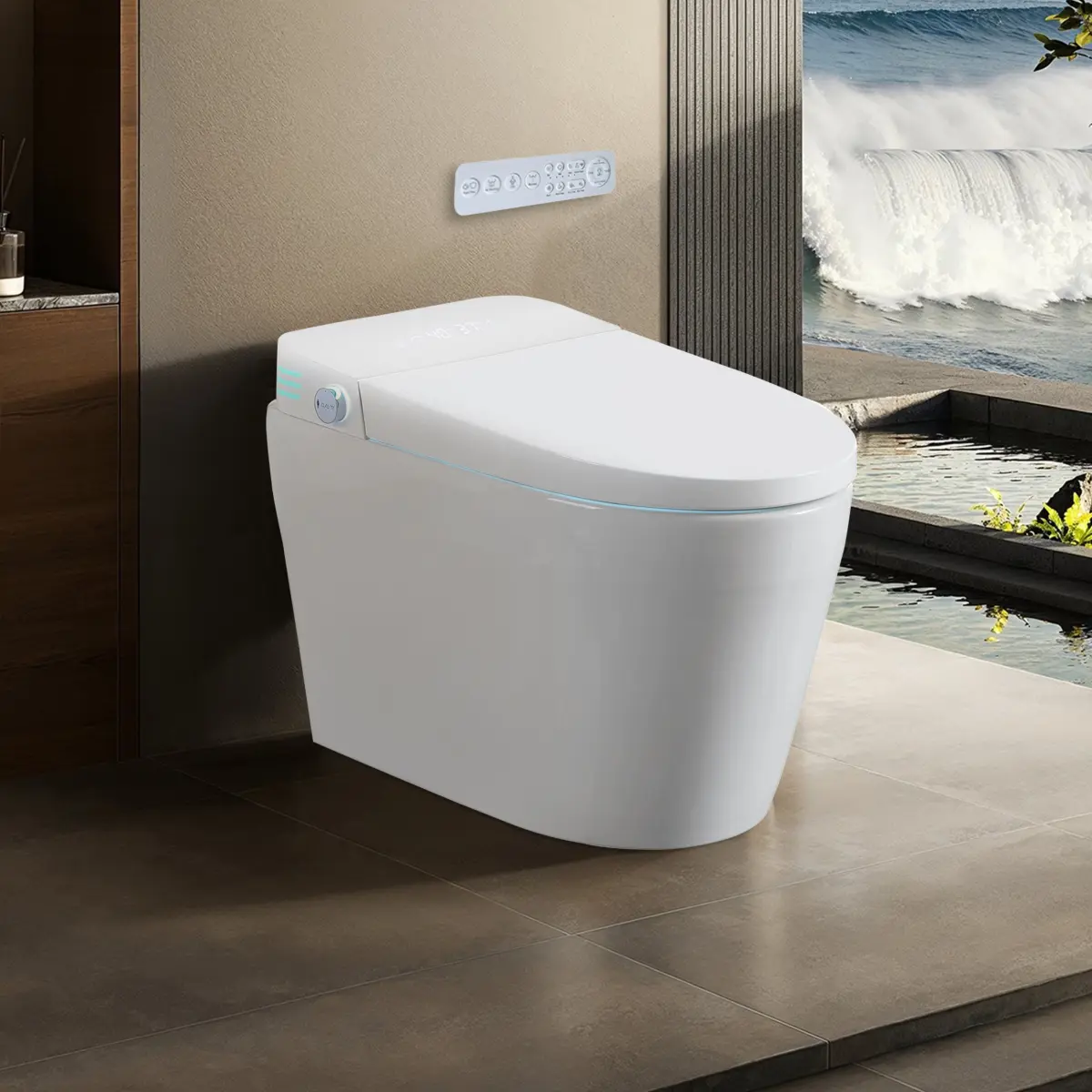 [Bellemave] Tankless Smart Toilet With Bidet Built In, One-piece Bidet Toilet Seat, Auto Flush,Heated Seat, Warm Water and Dry, Adjustable Temp,Remote Control Side Know On-Site