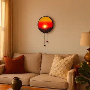 Sunrise Round Rechargeable Wall Light, Simulated Sunset Glow Lamp with Touch Control & Dimmable Warm Ambience for Bedroom, Living Room, Hallway, or Cozy Night Décor