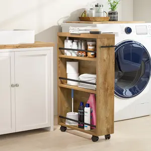 Tribesigns Slim Storage Cart, Rolling Narrow Kitchen Cart on Wheels, 4-Tier Slide Out, Modern Design for Small Spaces