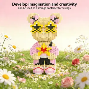 Sun Glasses Bear 3D Puzzle Building Blocks Decoration, Bookshelf Home Office Cabinet Decor, Party Living Room TV Stand Display Gift