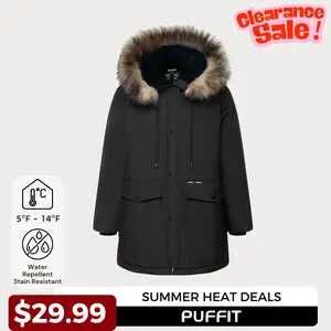 【Clearance Sale】PUFFIT Unisex Faux Fur Mid-Length Hooded Parka With Large Pockets Unisex Coats, Winter Warm Basic Long Sleeve Women's and Men‘s Tops Menswear Jackets #FallFreshness