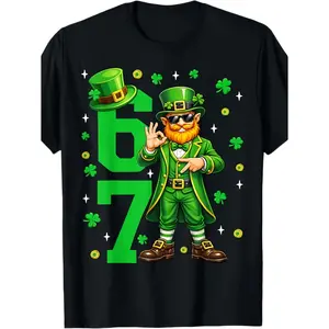 Celebrate St Patricks Day with Funny Leprechaun Meme T-Shirt for Men in Medium Black