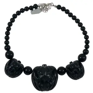 Jack O Lantern Pumpkin Necklace Black Jewelry