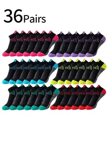 36 Pairs Unisex Socks, Thick Absorbent Non-Slip Sports Socks, Professional Running Marathon Training Socks, Comfortable All-Season Low-Cut Crew Socks
